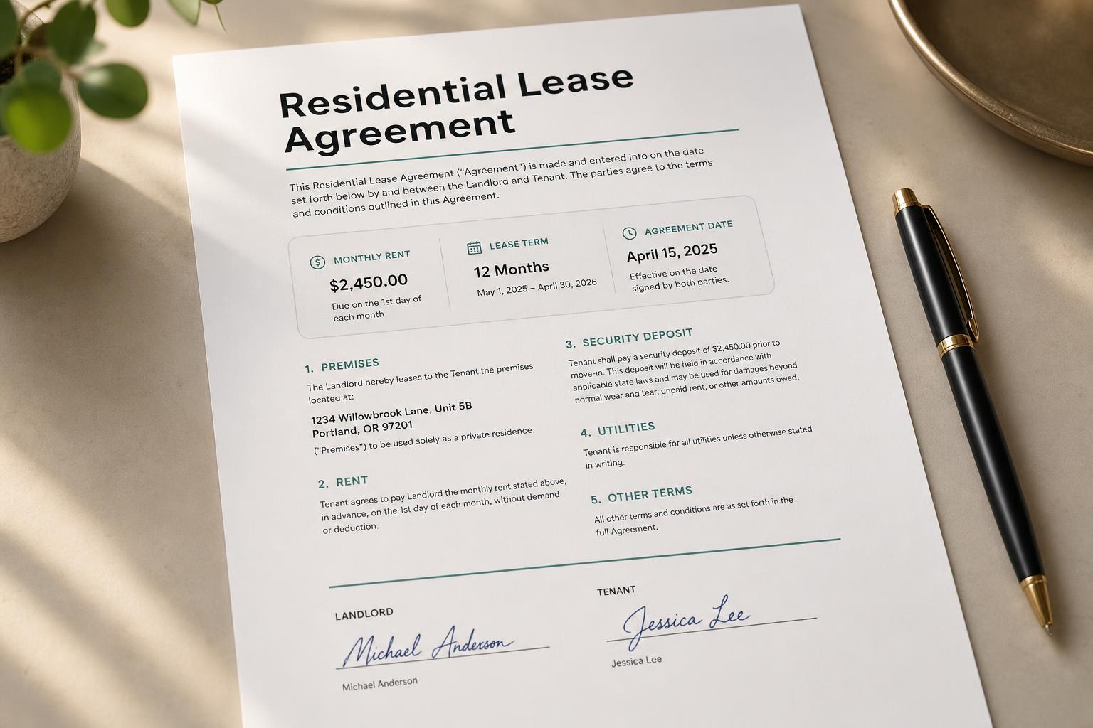 LeaseSigning lease document interface